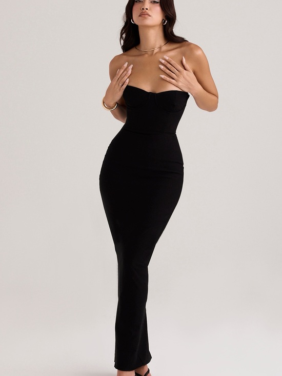 House of CB Dresses & Skirts - LUCIA Black Strapless Corset Maxi Dress